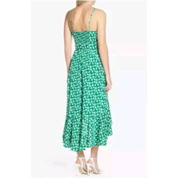 ELIZA J Green White Floral Print Plus Size 18 High/Low Faux Wrap Midi Dress - Picture 2 of 11